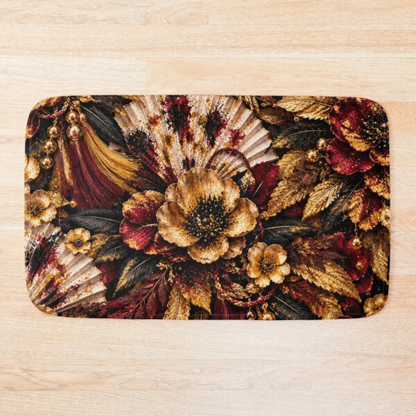 Item preview, Gilded Crimson Blossom and Fan Mixed Media Art designed and sold by THE SPLATTERED HAUS BY SAGE BANKS.