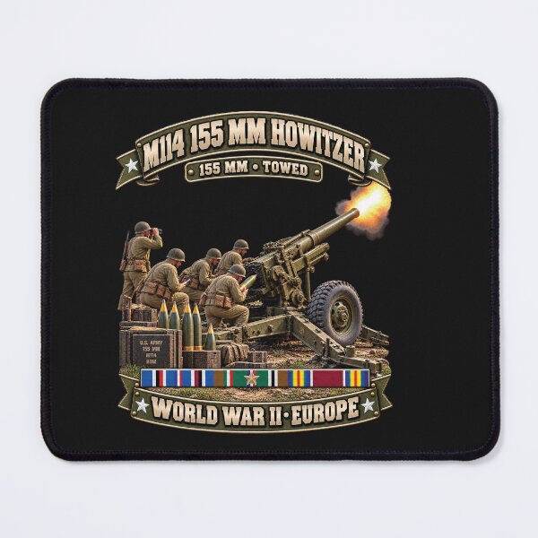 Item preview, M114 155mm, Howitzer, Towed Artillery - World War II SVC - wo Background - 3D - Enhanced designed and sold by Military Insignia Products.