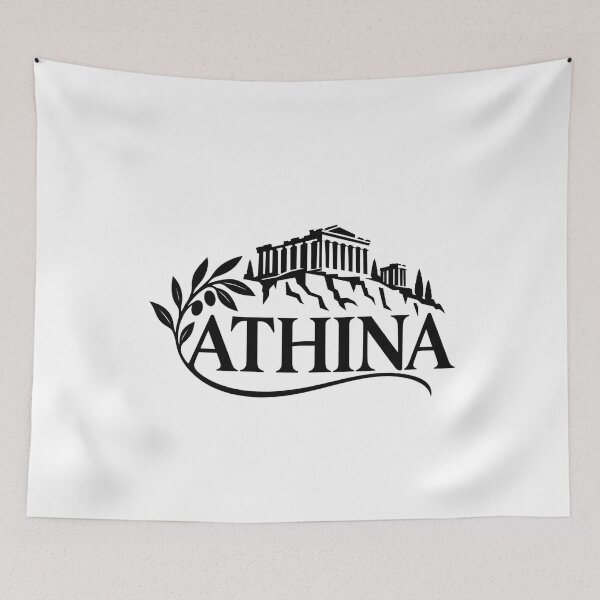 Item preview, Athina Acropolis Silhouette Typography with Olive Branch designed and sold by MetaModel Editions.