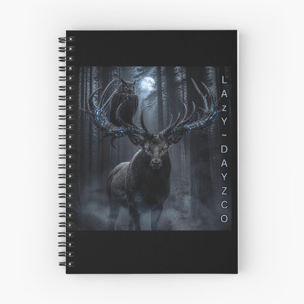Item preview, Cybernetic Stag&Owl – Dark Realism Midnight Forest Art designed and sold by LazyDayzCo.