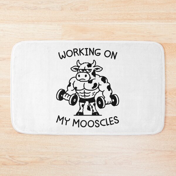 Item preview, Working On My Mooscles - Funny Weightlifting Moo Cow Outwork Humor designed and sold by gunaone-design.