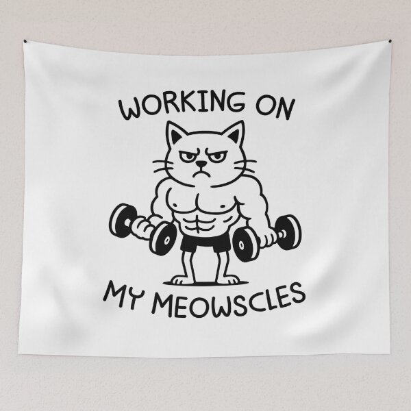 Item preview, Working On My Meowscles - Funny Cat Gym Humor designed and sold by gunaone-design.