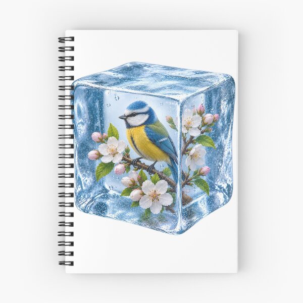 Item preview, Blue Tit in Ice Cube with Cherry Blossoms designed and sold by MichalHau.