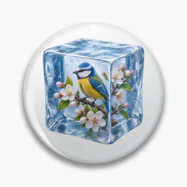 Item preview, Blue Tit in Ice Cube with Cherry Blossoms designed and sold by MichalHau.