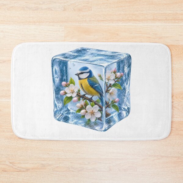 Item preview, Blue Tit in Ice Cube with Cherry Blossoms designed and sold by MichalHau.