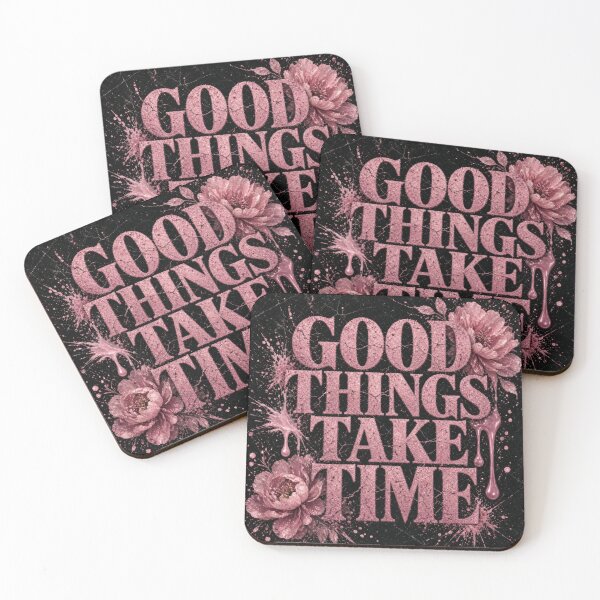 Item preview, Good Things Take Time Pink Glitter Marble Design designed and sold by HappyOops.