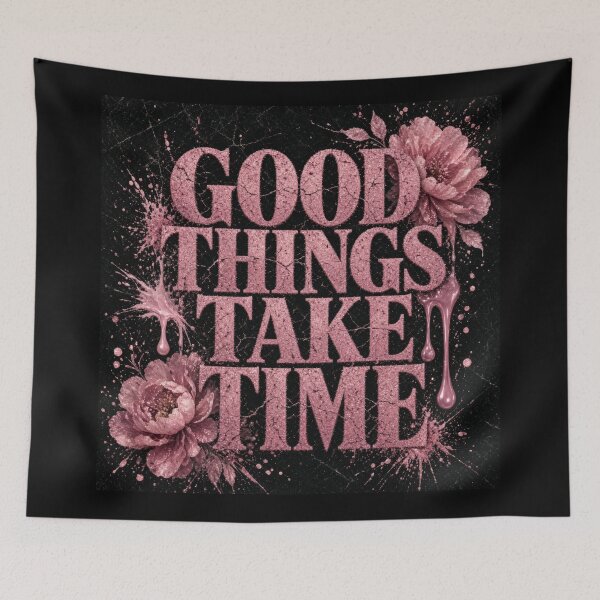 Item preview, Good Things Take Time Pink Glitter Marble Design designed and sold by HappyOops.