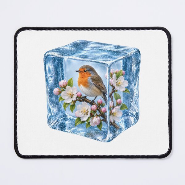 Item preview, Robin in Ice Cube with Cherry Blossoms designed and sold by MichalHau.