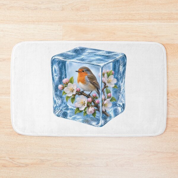 Item preview, Robin in Ice Cube with Cherry Blossoms designed and sold by MichalHau.