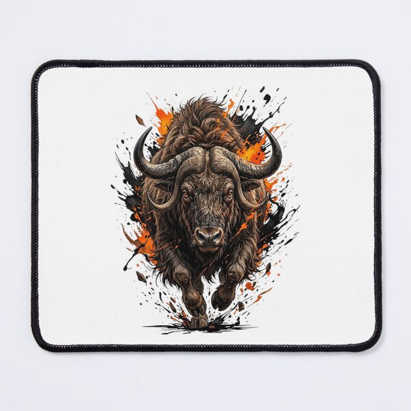 Item preview, Thundering Herd - Charging Bison with Orange and Black Ink Splash Art designed and sold by StickVerse by Owais.