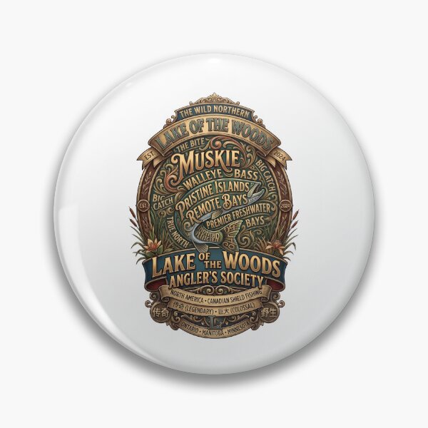 Artikelvorschau, Vintage-Emblem für Muskie-Angler am Lake of the Woods entworfen und verkauft von one-offtees.