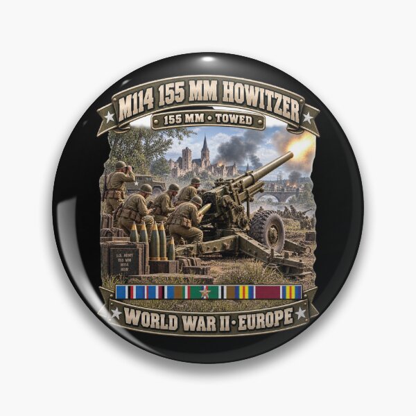 Item preview, M114 155mm, Howitzer, Towed Artillery - World War II SVC - 3D - Enhanced designed and sold by Military Insignia Products.
