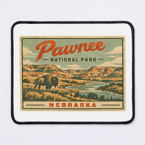 Item preview, Pawnee Nebraska Vintage Bison Prairie Landscape Travel Art designed and sold by LittleArij.