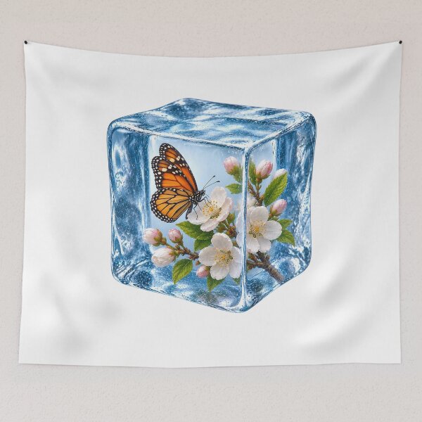 Item preview, Monarch Butterfly in Ice Cube with Cherry Blossoms designed and sold by MichalHau.