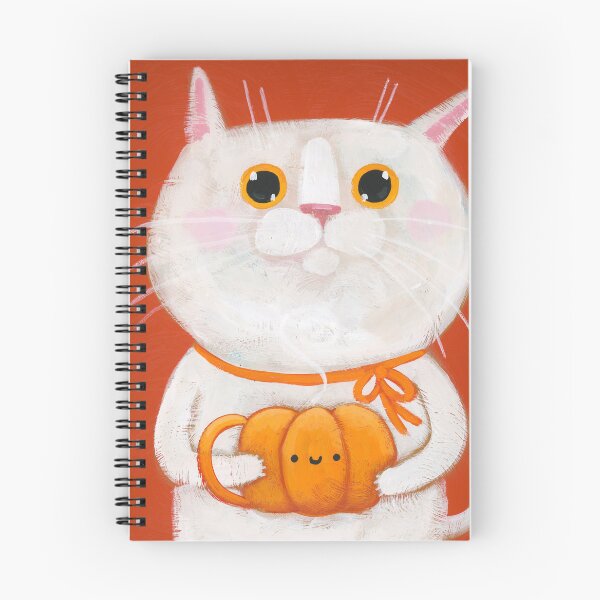 Item preview, White Cat With Pumpkin Coffee designed and sold by KilkennyCat Art.