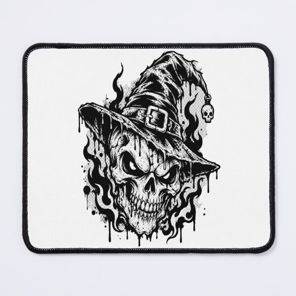 Item preview, Witch Skull Halloween Creepy Wizard Hat Flames Line Art Graphic designed and sold by shemodas.