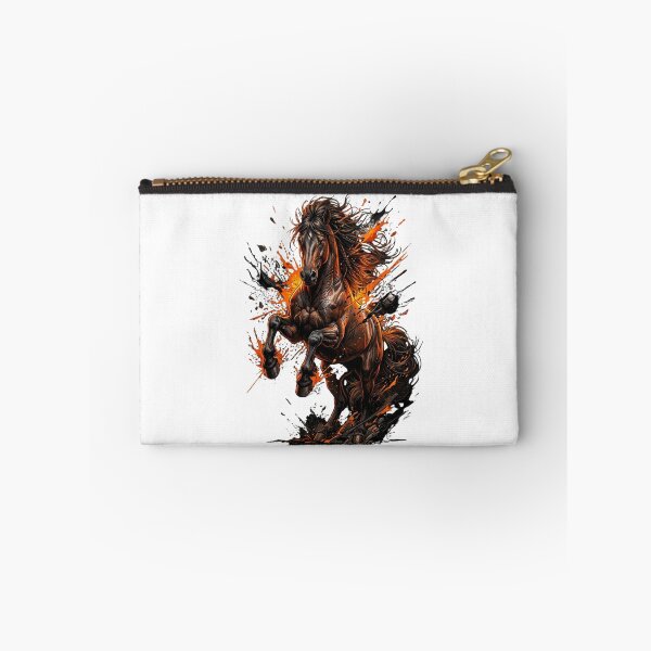 Item preview, Unbridled Fury - Rearing Black Stallion with Orange and Black Ink Splash Art designed and sold by StickVerse by Owais.