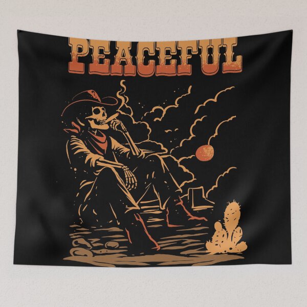Item preview, Peaceful Skeleton Cowboy Halloween Vintage Western Gothic T-Shirt Design designed and sold by phsycartwork.