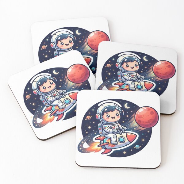 Item preview, Cute Astronaut Riding Rocket to Mars Sticker designed and sold by marwa-world.