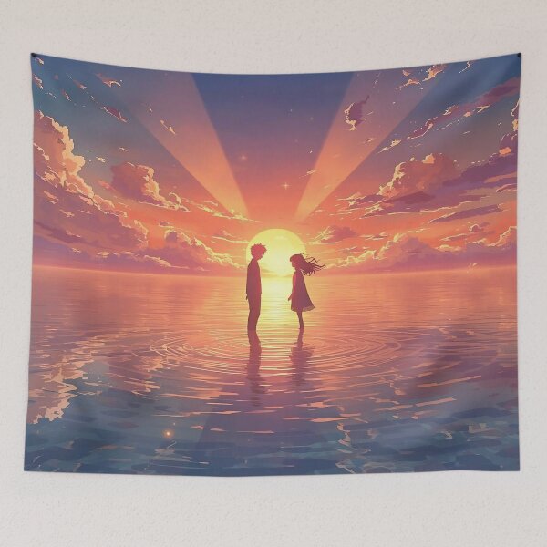 Item preview, Anime Couple in Romantic Sunset designed and sold by nininox.