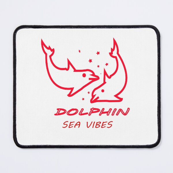 Item preview, Playful Red Dolphins Silhouette Vector with "Dolphin Sea Vibes" Typography designed and sold by Carftora786.