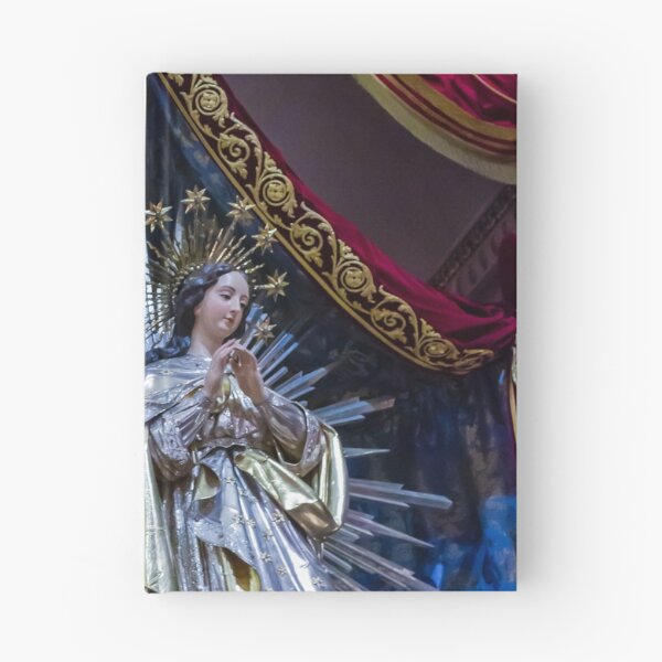 Item preview, Religious Statue of Virgin Mary with Radiant Halo and Ornate Robes on Velvet Backdrop designed and sold by Nmallia.