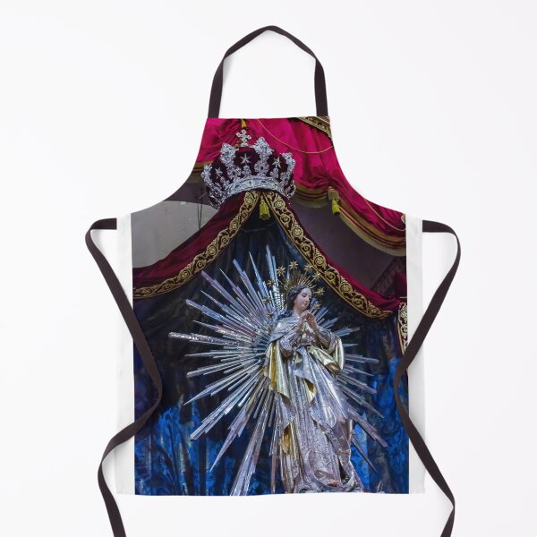 Item preview, Religious Statue of Virgin Mary with Radiant Halo and Ornate Robes on Velvet Backdrop designed and sold by Nmallia.