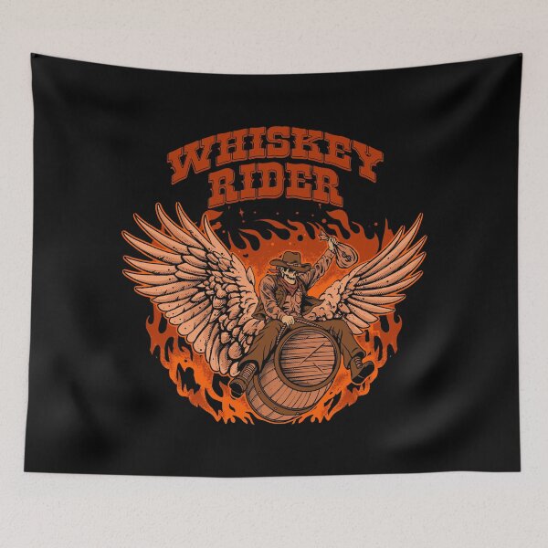 Item preview, Whiskey Rider Skeleton Cowboy Vintage Western Halloween Biker T-Shirt Design designed and sold by phsycartwork.