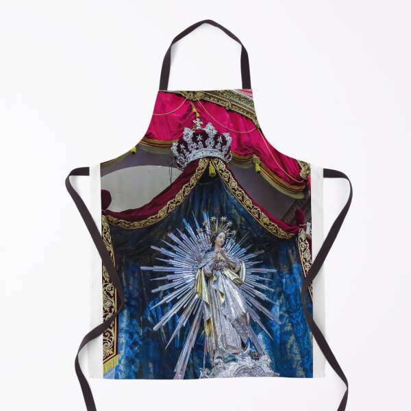 Item preview, Religious Statue of Virgin Mary with Radiant Halo and Ornate Robes on Velvet Backdrop designed and sold by Nmallia.