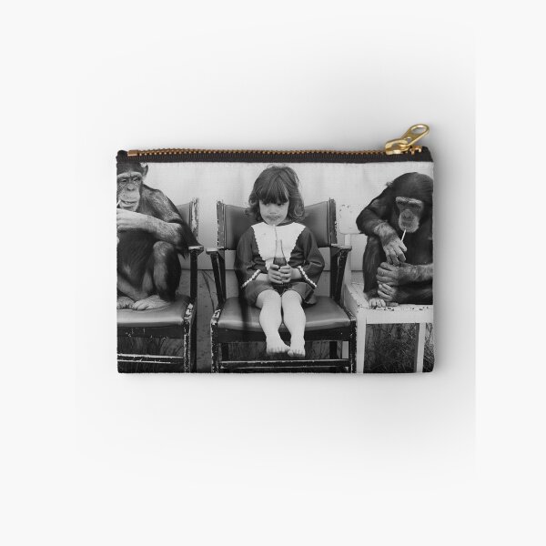 Item preview, See no evil, hear no evil, say no evil funny little girl drinking soda with baby chimps funny humorous black and white photograph designed and sold by Astrid Arkhangelsky.