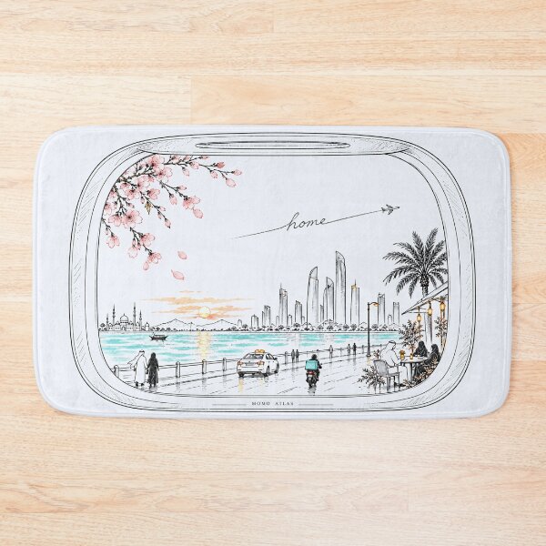 Item preview, A Window Between Homes – Abu Dhabi & Japan Travel Art designed and sold by StudioMomoAtlas.