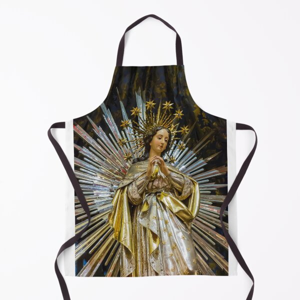 Item preview, Religious Statue of Virgin Mary with Radiant Halo and Ornate Robes on Velvet Backdrop designed and sold by Nmallia.