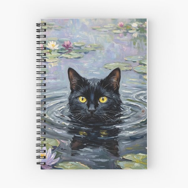 Item preview, Black Cat in Monet's Water Lilies designed and sold by SOUFIANE1991.