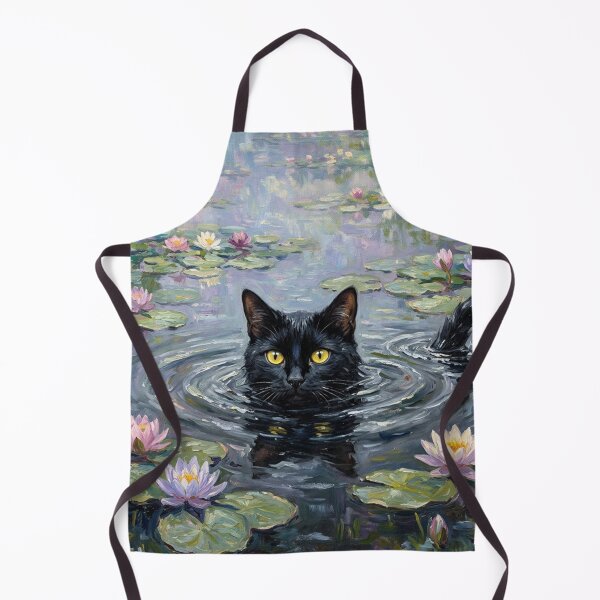 Item preview, Black Cat in Monet's Water Lilies designed and sold by SOUFIANE1991.