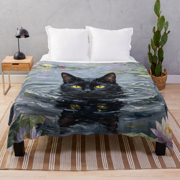 Item preview, Black Cat in Monet's Water Lilies designed and sold by SOUFIANE1991.