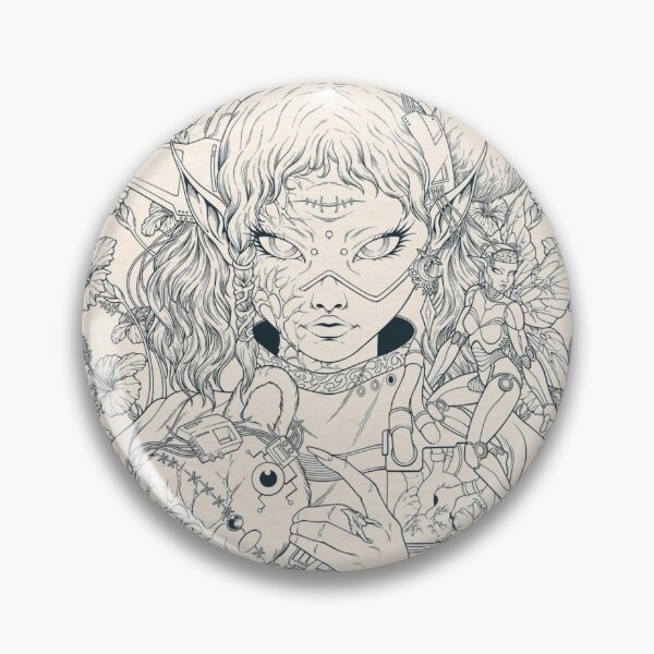 Item preview, Cyber Fairy Line Art Fantasy Theme designed and sold by Adronia.