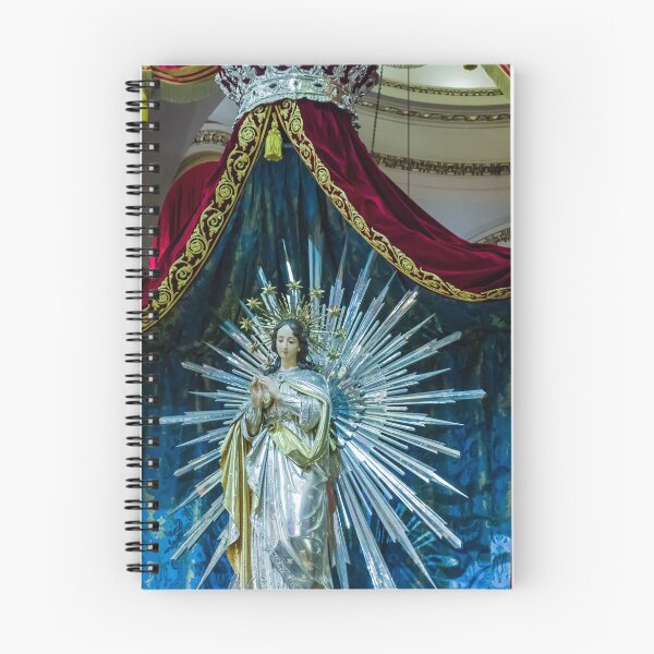 Item preview, Virgin Mary Statue With Radiant Halo and Angels on Luxurious Church Altar Display designed and sold by Nmallia.