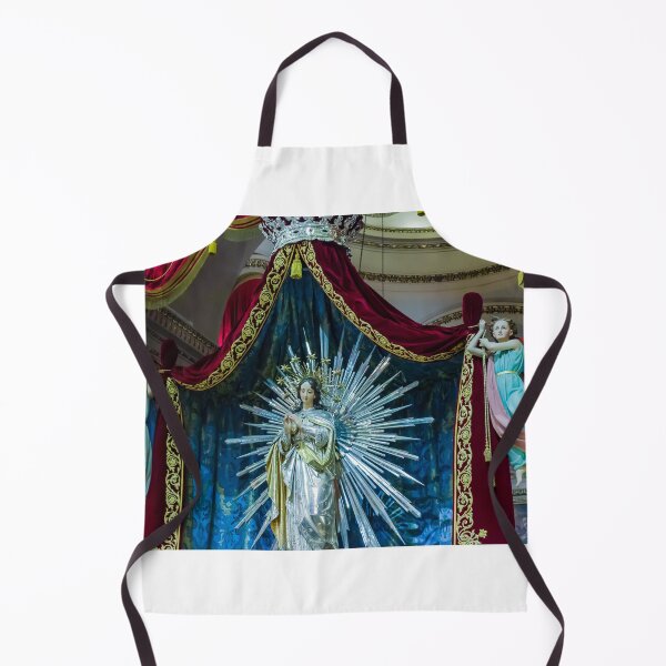 Item preview, Virgin Mary Statue With Radiant Halo and Angels on Luxurious Church Altar Display designed and sold by Nmallia.