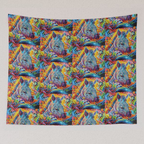 Item preview, Zavannah | Colourful Zebra Acrylic Painting designed and sold by RavenFosterArt.