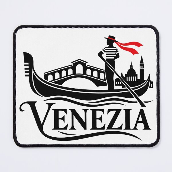 Item preview, Venezia Gondolier Silhouette with Rialto Bridge Illustration designed and sold by MetaModel Editions.