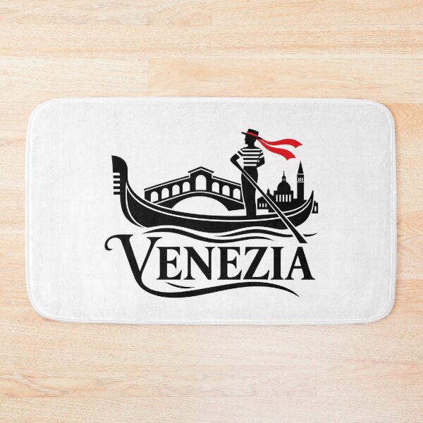 Item preview, Venezia Gondolier Silhouette with Rialto Bridge Illustration designed and sold by MetaModel Editions.