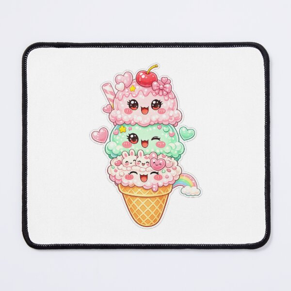 Item preview, Kawaii Triple Ice Cream Cone Art designed and sold by Sommium .