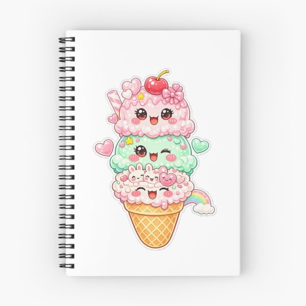 Item preview, Kawaii Triple Ice Cream Cone Art designed and sold by Sommium .