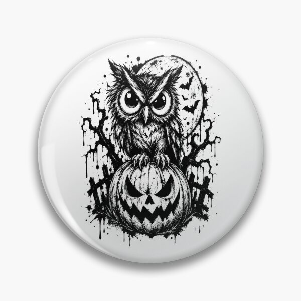 Item preview, Spooky Owl Perched on Pumpkin Full Moon Halloween Art designed and sold by shemodas.