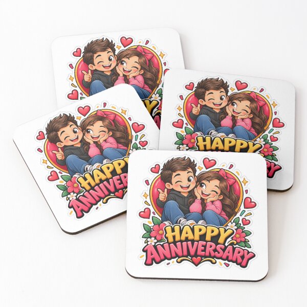 Item preview, Cute Couple Happy Anniversary Hearts designed and sold by PrintBreeze.