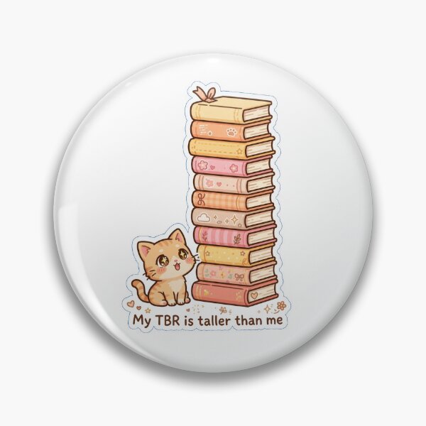 Item preview, My TBR Is Taller Than Me - Cute Cat and Stack of Books - Funny Book Lover Gift - TBR Sticker designed and sold by Cozy Book Club.