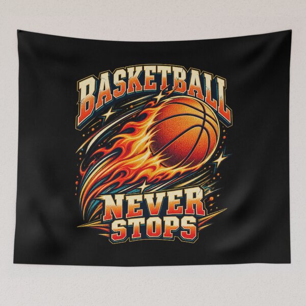 Item preview, Flaming Basketball Never Stops designed and sold by Side Quest Co..