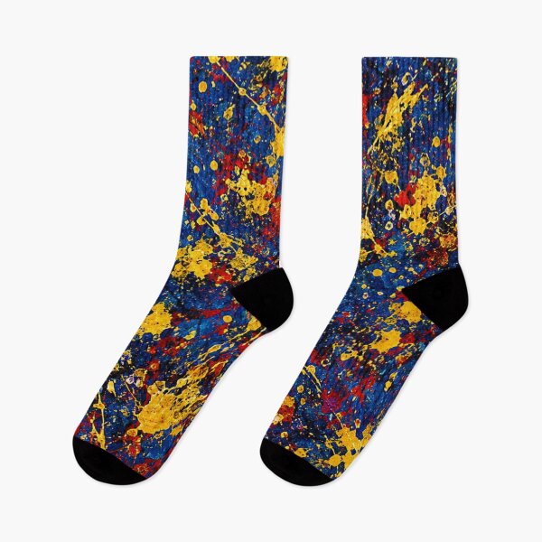 Item preview, Cosmic Gold and Blue Splatter Action Abstract Art designed and sold by THE SPLATTERED HAUS BY SAGE BANKS.