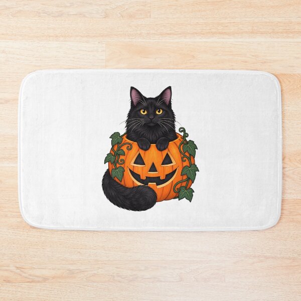 Item preview, Black Cat Jack O Lantern Halloween Illustration designed and sold by Artmares.