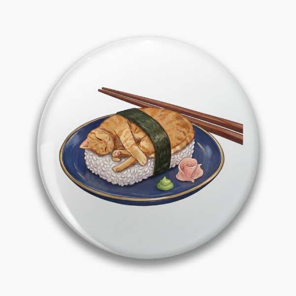 Item preview, Kawaii Sushi Cat Nigiri With Chopsticks designed and sold by Retro Whiskers.